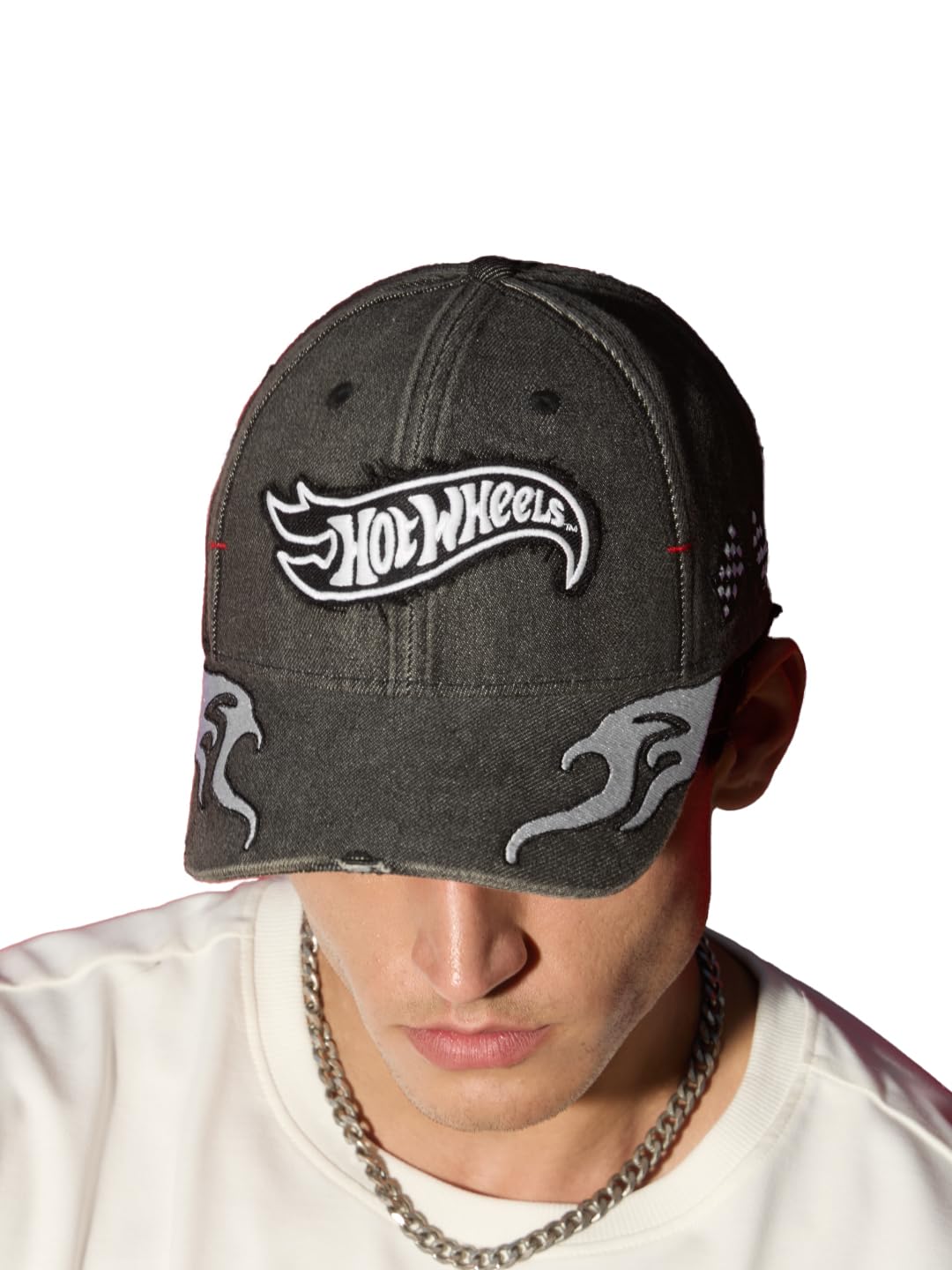 The Souled Store Hot Wheels: Race Track Caps | Official Mattel Merchandise | Premium Embroidered Distressed Denim Baseball Cap with Flame Graphics & Adjustable Strap for Men & Women-picture-51