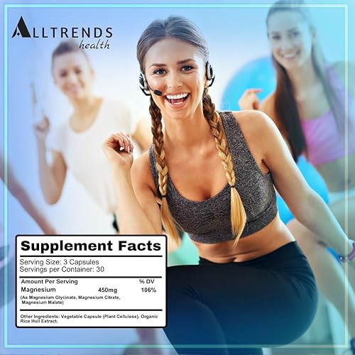 Miniatura 5 de Complejo triple de magnesio  Magnesio de alta potencia 450 mg de glicinato, malato y citrato de magnesio  Alta absorción  Sin OMG, sin gluten, sin