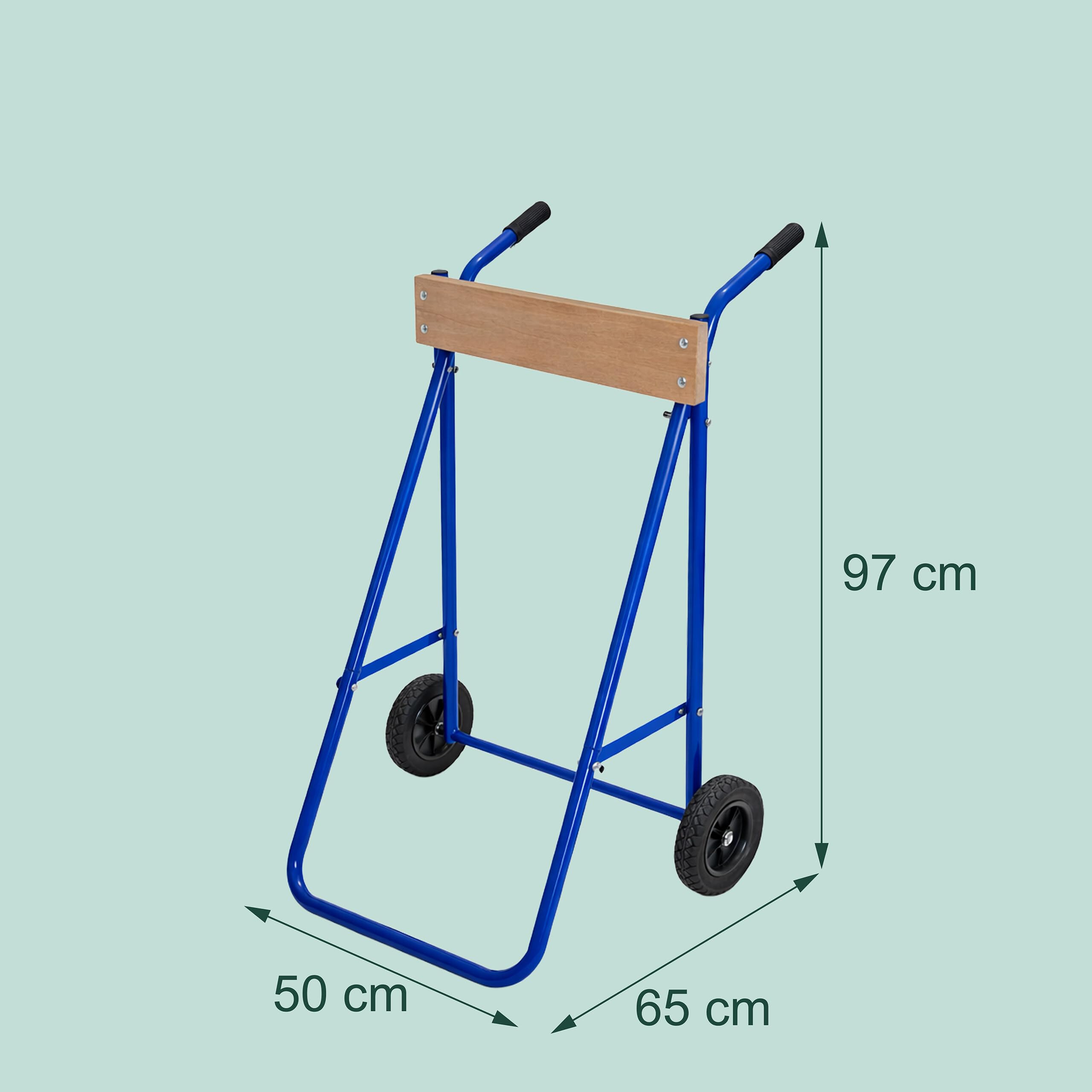 Relaxdays Supporto per Motore Fuoribordo, Carrello per il Trasporto e lo Stoccaggio, in Acciaio, fino a 100 kg, Blu