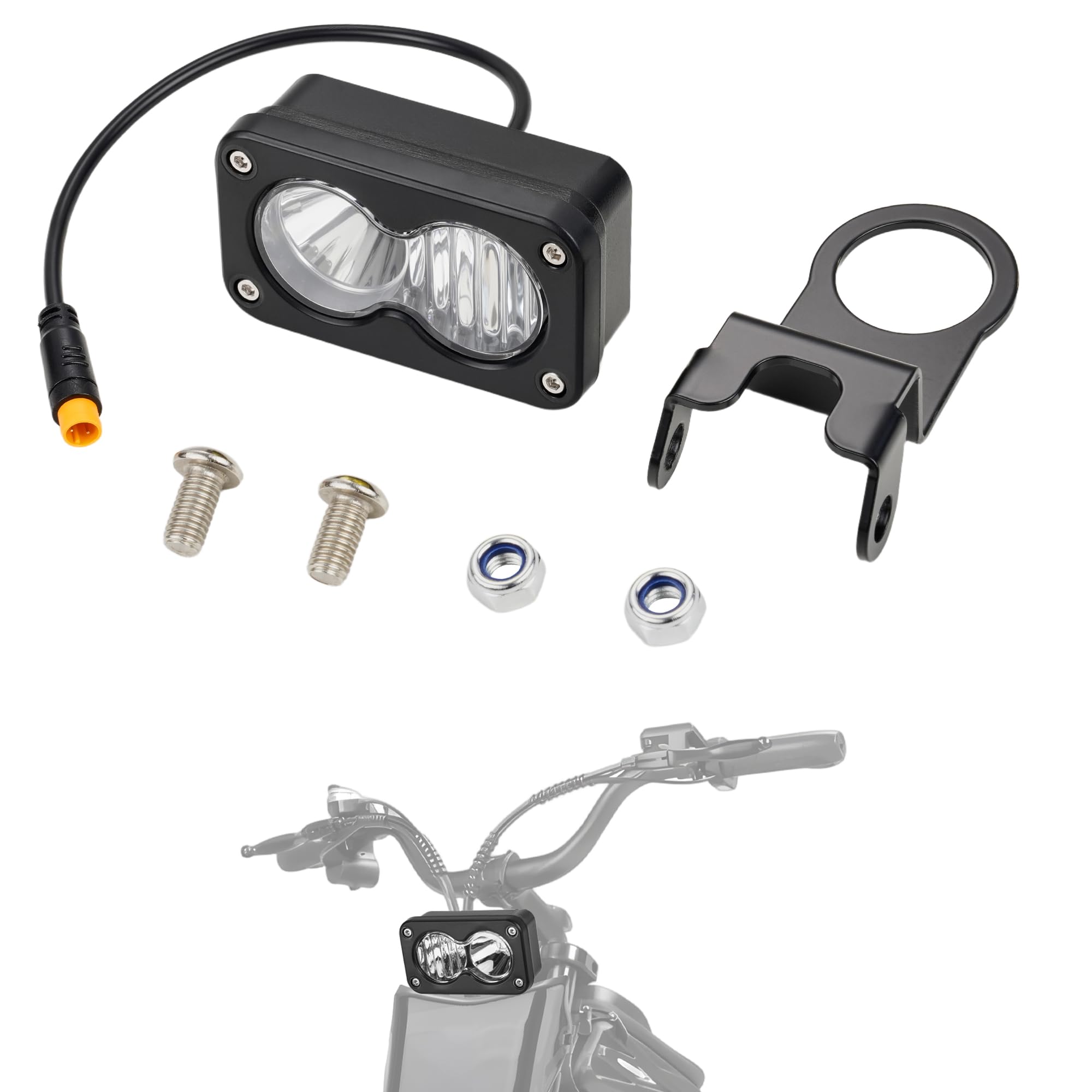 IUVWISN Headlight Kit 20W 6000-6500K Led Light Bar Compatible Fit for Ridstar Q20 Ebike 3-Pin Dual Beam E Bike Front Light Waterproof Plug and Play Headlamp with Mount Bracket White - 1