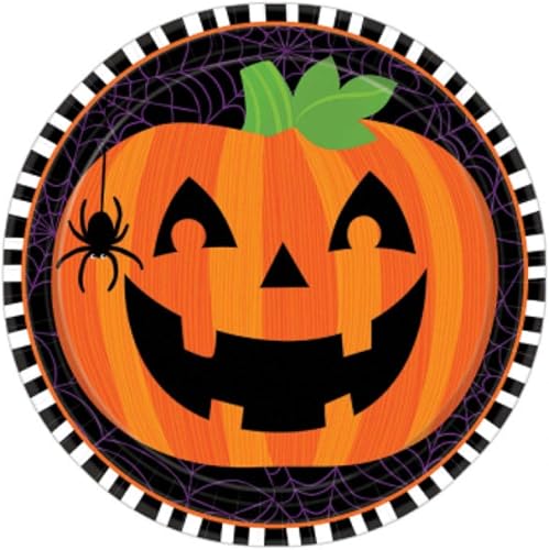 amscan Platos redondos de papel Pumpkin Flair, 7 pulgadas, multicolor, paquete de 8