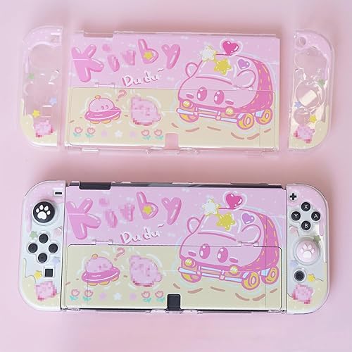 Miniatura 4 de PERFECTSIGHT Protective Case for Nintendo Switch OLED, Cute Clear Soft TPU Slim Grip Cover with Stand, Kawaii Dockable Case for NS Console and Joy