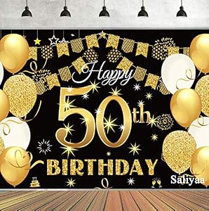Saliyaa Happy 50th Birthday Hintergrund Schwarz Gold