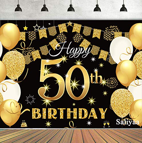 Saliyaa Happy 50th Birthday Hintergrund Schwarz Gold