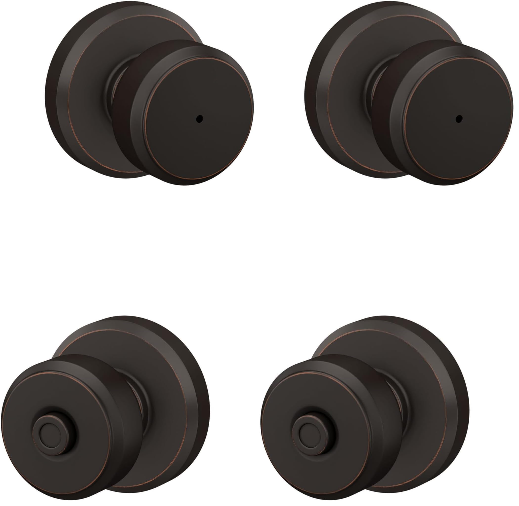 SCHLAGE F40 BWE 716 GSN Greyson Collection Bowery Privacy Lock Knob, Aged Bronze (Pack of 2)