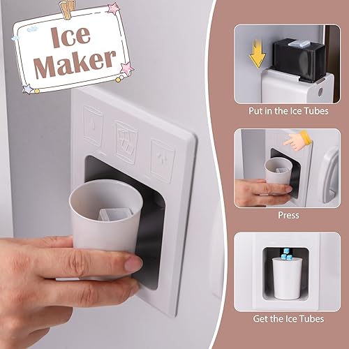 Miniatura 5 de HONEY JOY Juego de cocina para niños, cocina modular de madera de 2 piezas para niños pequeños y lavadora con fregadero, campana extractora