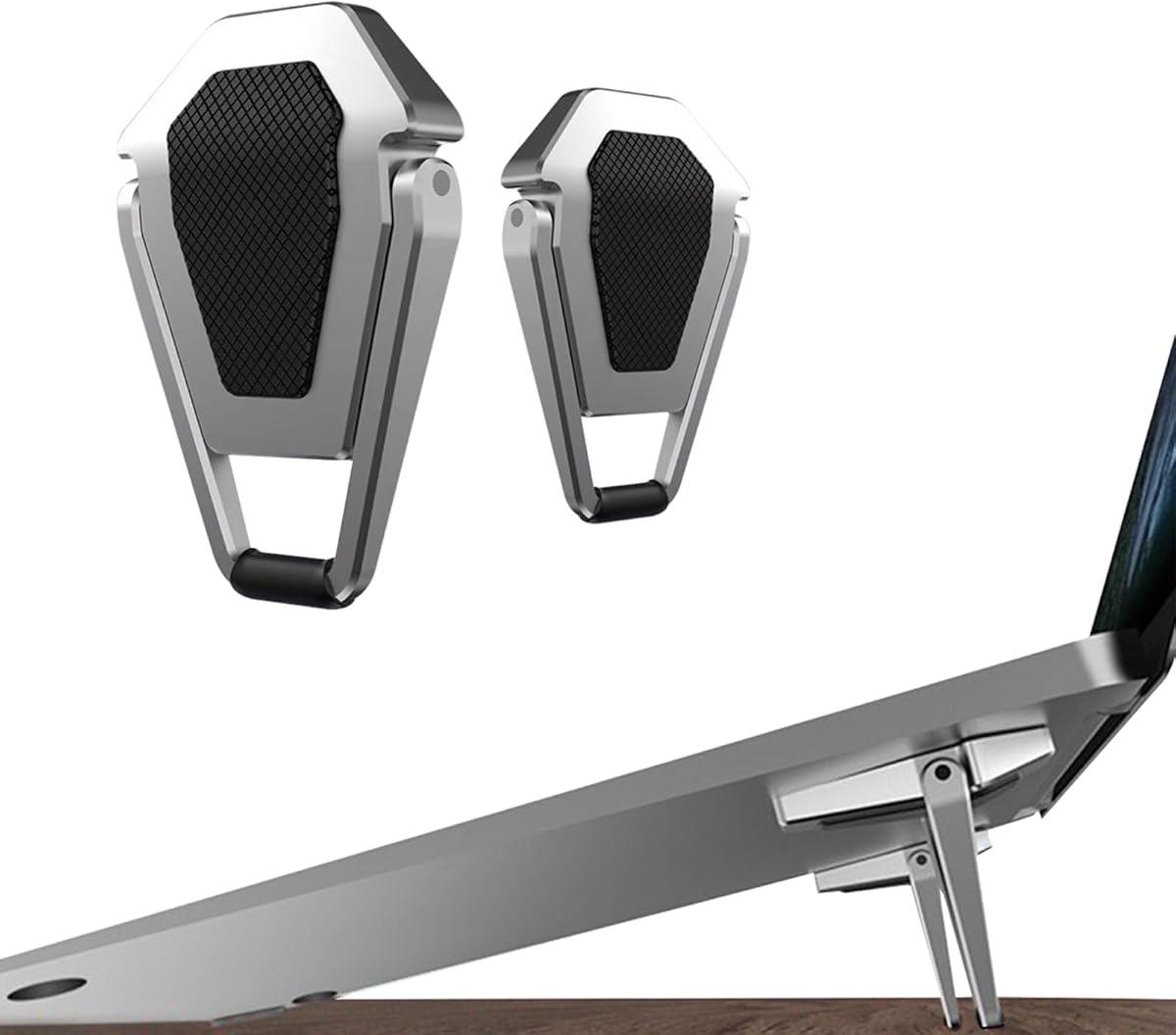 Laptop Stand Portable,Zinc Alloy Laptop Mini Stand,Laptop Riser Invisible,Ergonomic Laptop Stand Cooling Suitable for 12-20 Inches Laptop.（Silver-2pieces）