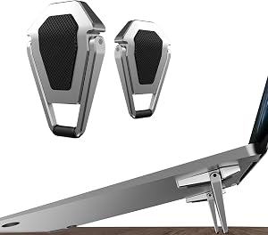 Laptop Stand Portable,Zinc Alloy Laptop Mini Stand,Laptop Riser Invisible,Ergonomic Laptop Stand Cooling Suitable for 12-20 Inches Laptop.（Silver-2pieces）