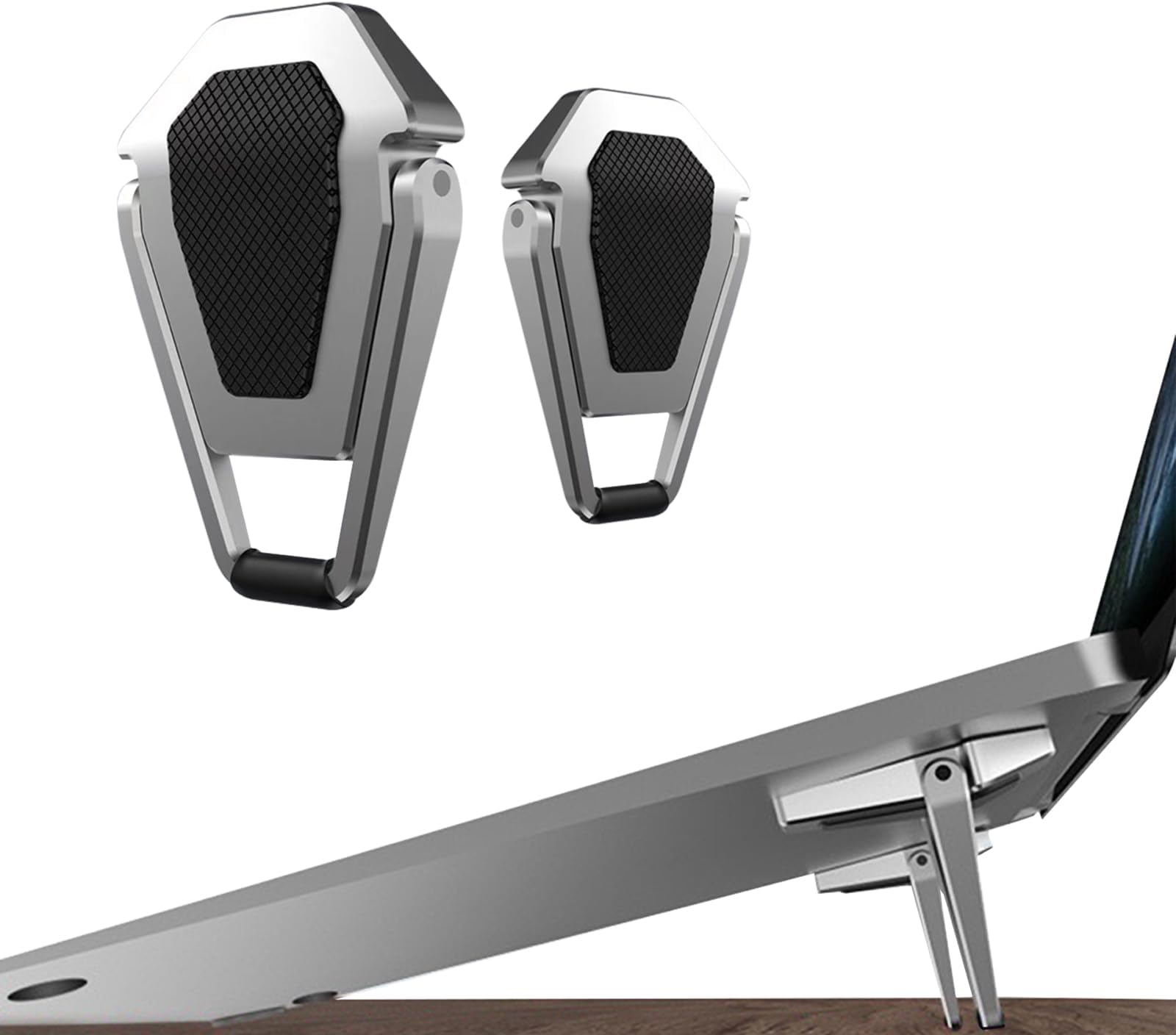 Laptop Stand Portable,Zinc Alloy Laptop Mini Stand,Laptop Riser Invisible,Ergonomic Laptop Stand Cooling Suitable for 12-20 Inches Laptop.（Silver-2pieces）