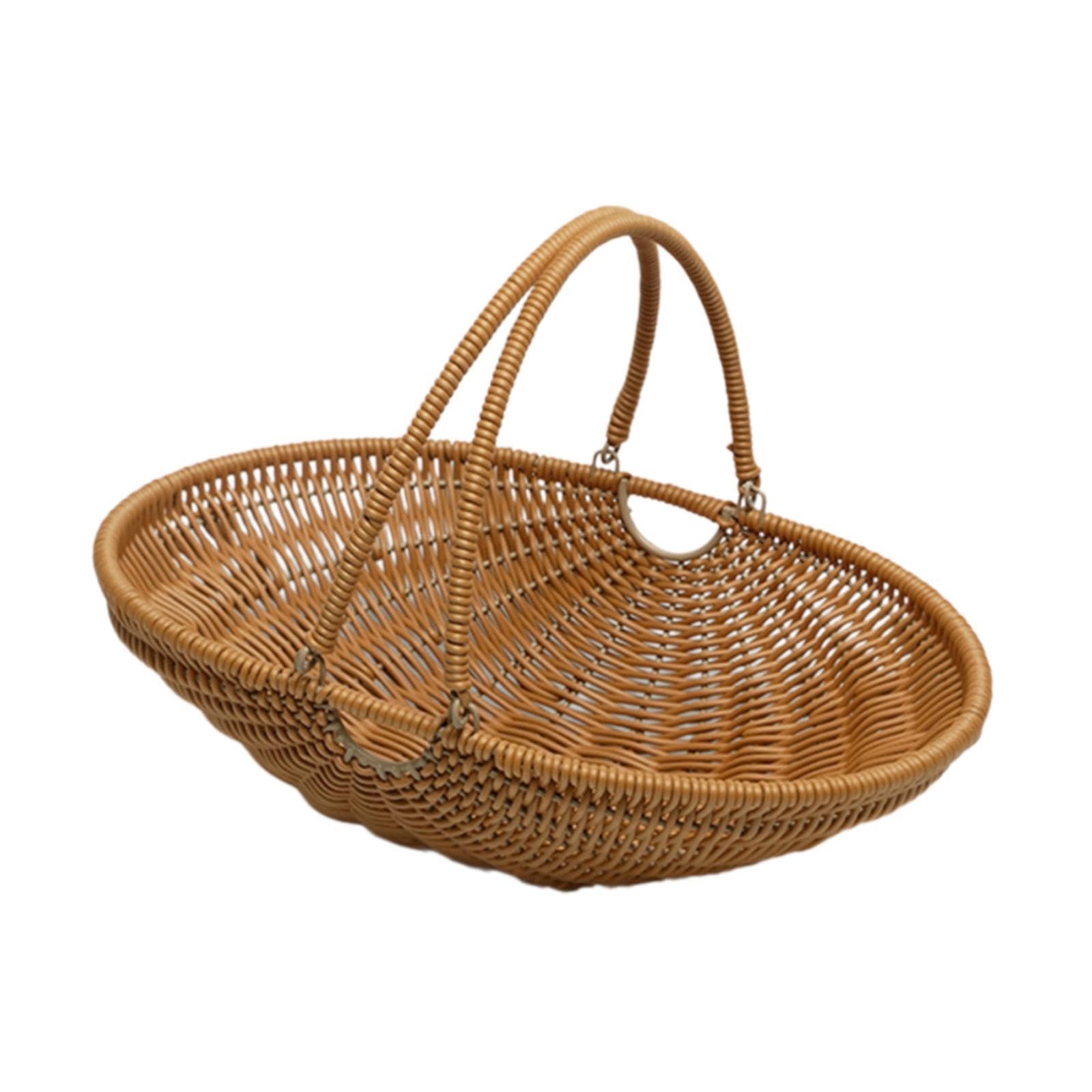 Baoblaze Outdoor PP Woven Picnic Basket Organizer with Adjustable Handle for Vegetable to Clean Versatile Iron Wire Frame, Size M
