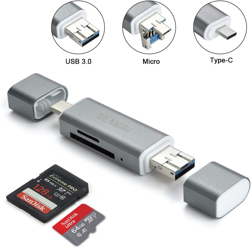 USB 3.0 SD Card Reader 3-in-1 OTG Card Reader USB 3.0 - Type-C / USB 3.0 / Micro USB Adapter for SD, SDHC, SDXC, Micro SD, Micro SDHC, Micro SDXC Macbook PC Tablets Smartphones OTG Function