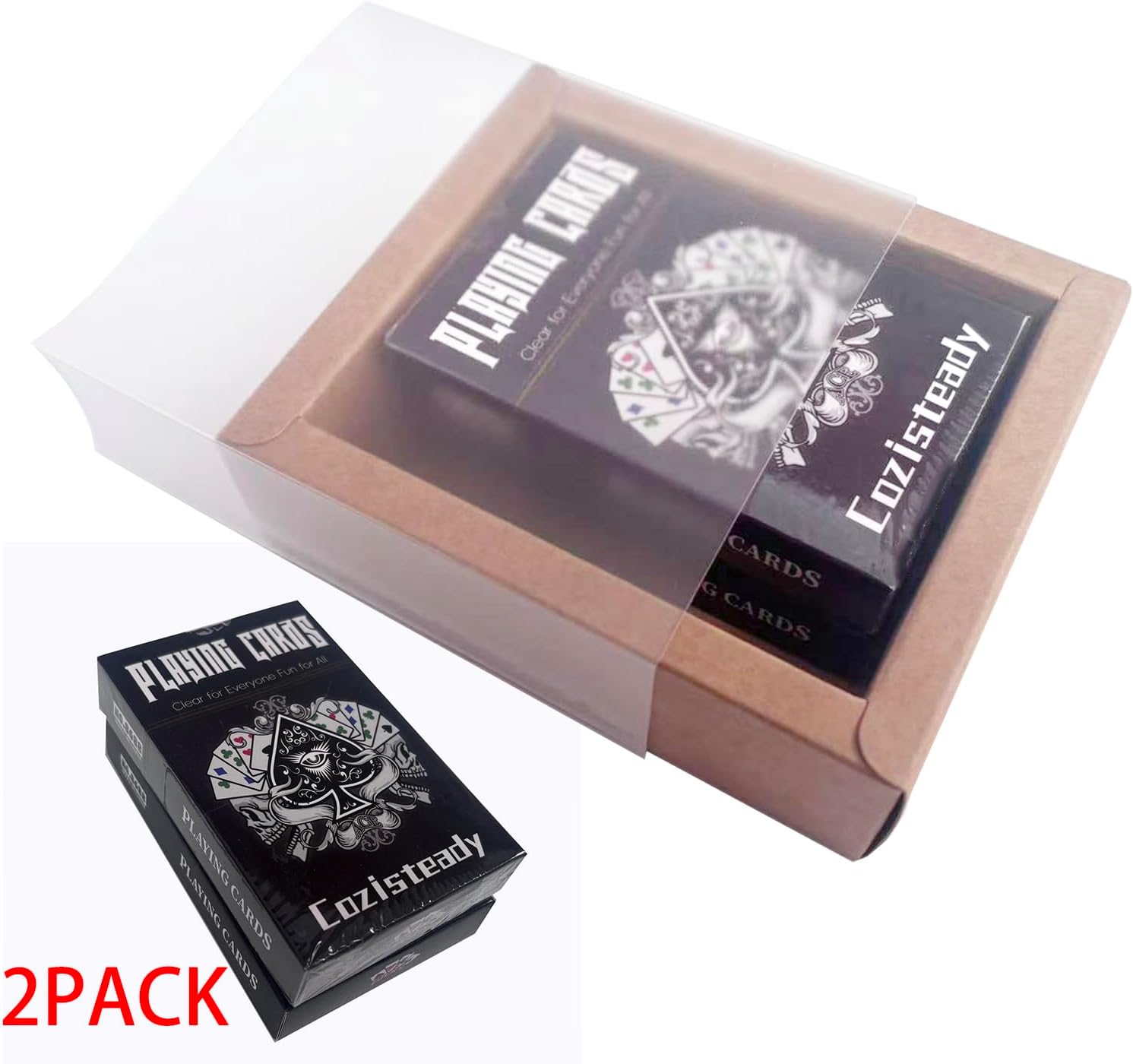 2 Pack Large Print 4 Color Playing Cards, Friendly Left Handed Playing CardsPoker Size Deck of Cards for Easy Reading, Family Card Games, and Casino Play Color-blind & color-weak friendly gifts