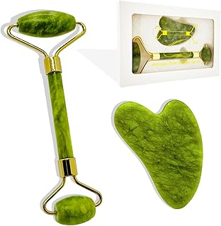 مجموعة العناية ببشرة الوجه جوا شا من لويبوهو أداة تدليك والعينين بكرة اليشم وحجر لتدليك واسترخاء العضلات والتخلص تورم العين أخضر