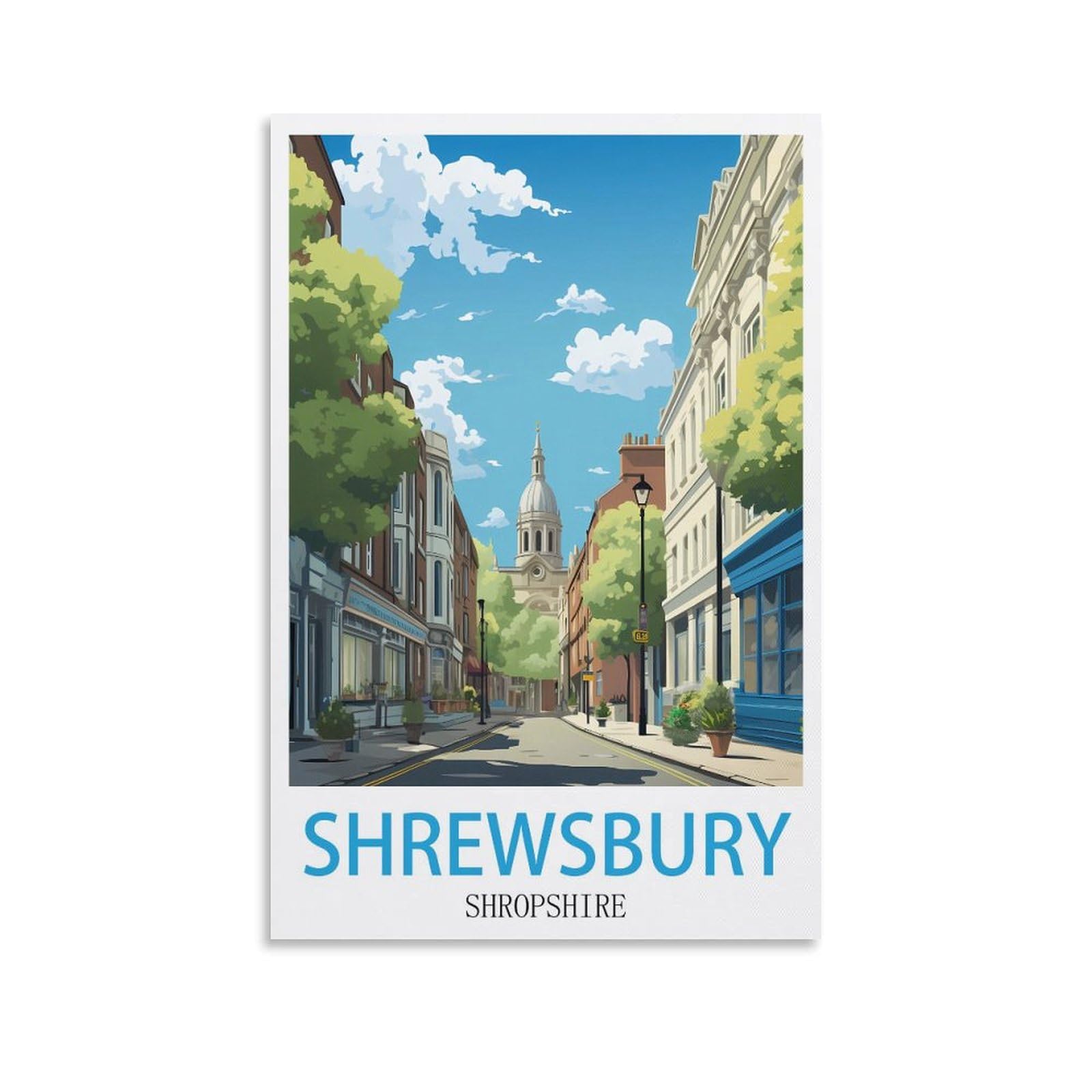 CEYHNO Shrewsbury Shropshire Vintage Travel Poster 08x12inch(20x30cm) Canvas Art Poster And Wall Art Picture Print Modern Family Bedroom Decor