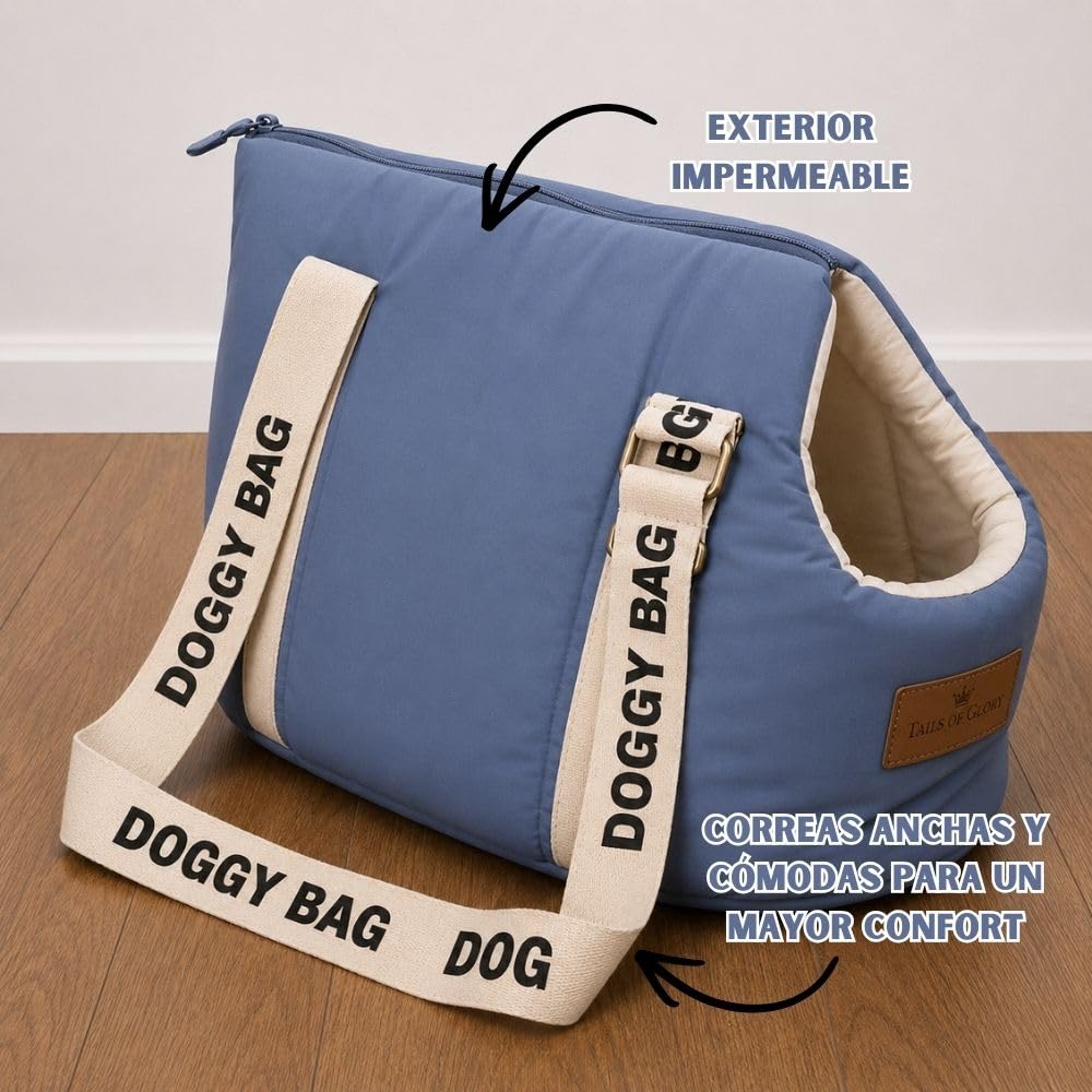 Bolsa transportadora para Perros pequeños con Cama de Viaje | Tails of Glory: transportín para perros y gatos, cómodo para viajes y desplazamientos diarios.