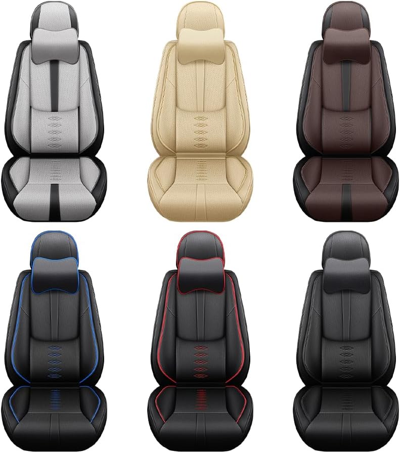 Car Seat Covers for Honda HR-V 2016-2025 2026,Waterproof Leather Seat Covers 2-Seats Luxury,Car Interior Accessories with Airbag,Car Seat Protectors for HR-V(Black+Gray)