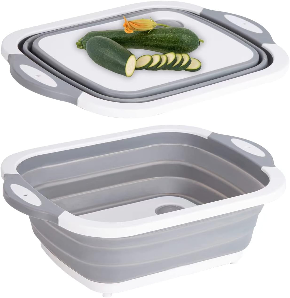 3 in 1 Collapsible Kitchen Cutting Board with Colander, Foldable