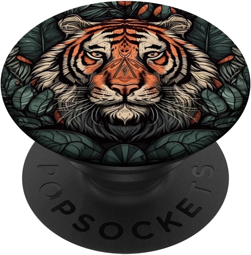 Tiger Jungle Leafs Boho PopSockets Adhesive PopGrip