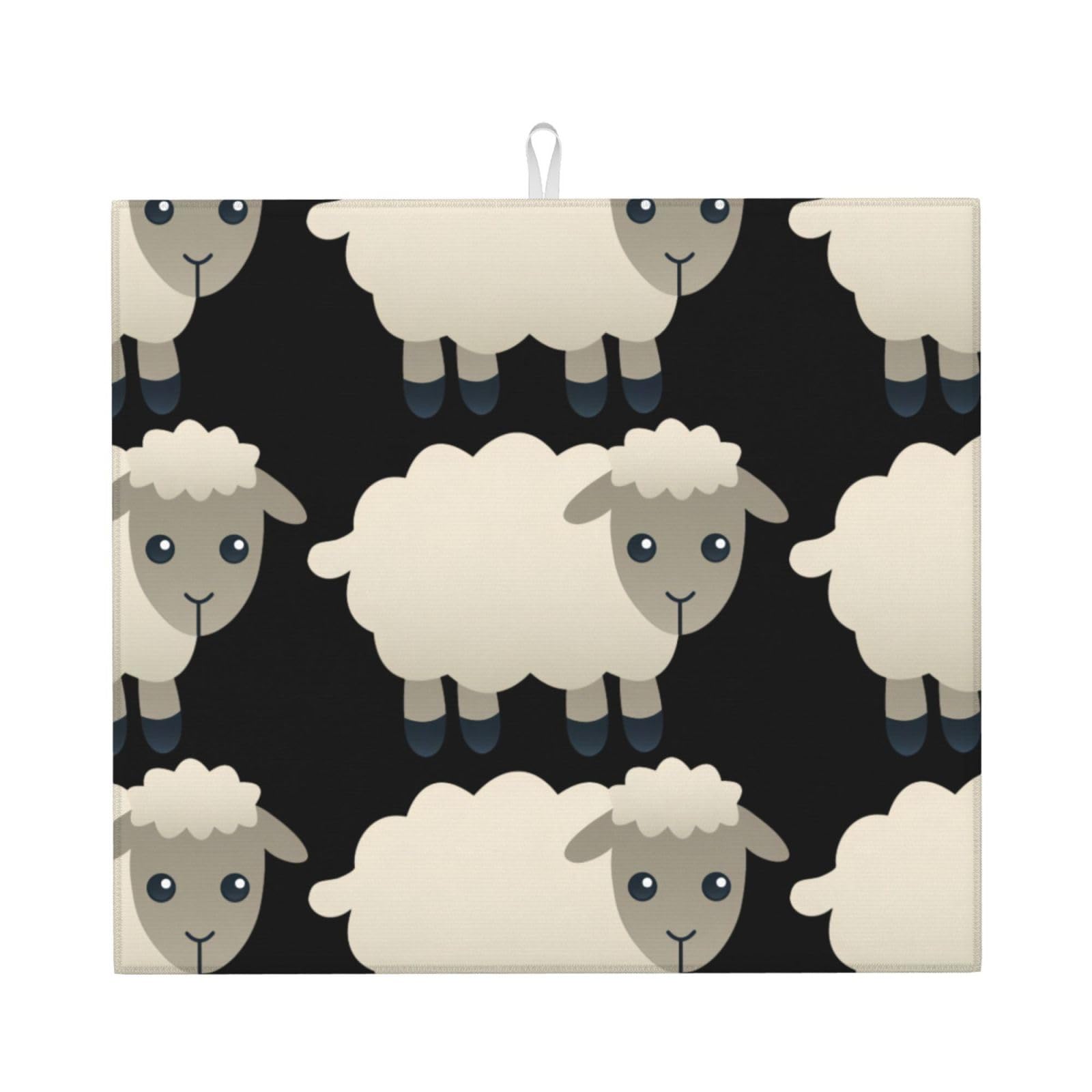 WHJSHOP Sheep Prints Kitchen Drying Mat – Absorbent Dish Throw for Countertops, Quick-Dry Non-Slip Layer with Colorful Prints, Ideal Housewarming Gift