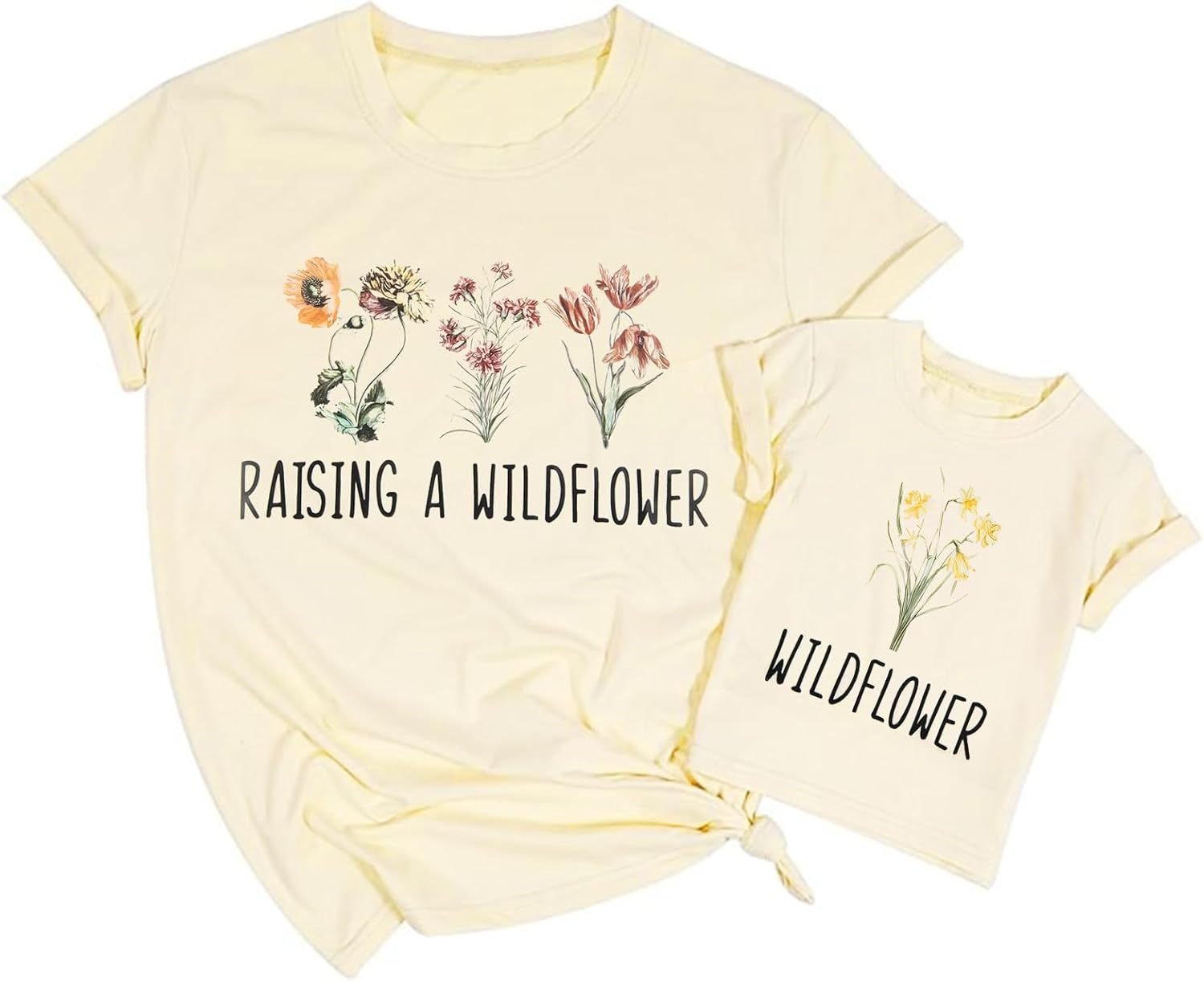 LOTUCY Raising A Wildflower Shirt Mom Toddler Matching Tshirt Mommy and Me Matching Tee Mother Daughter Son Mama Mini Outfit