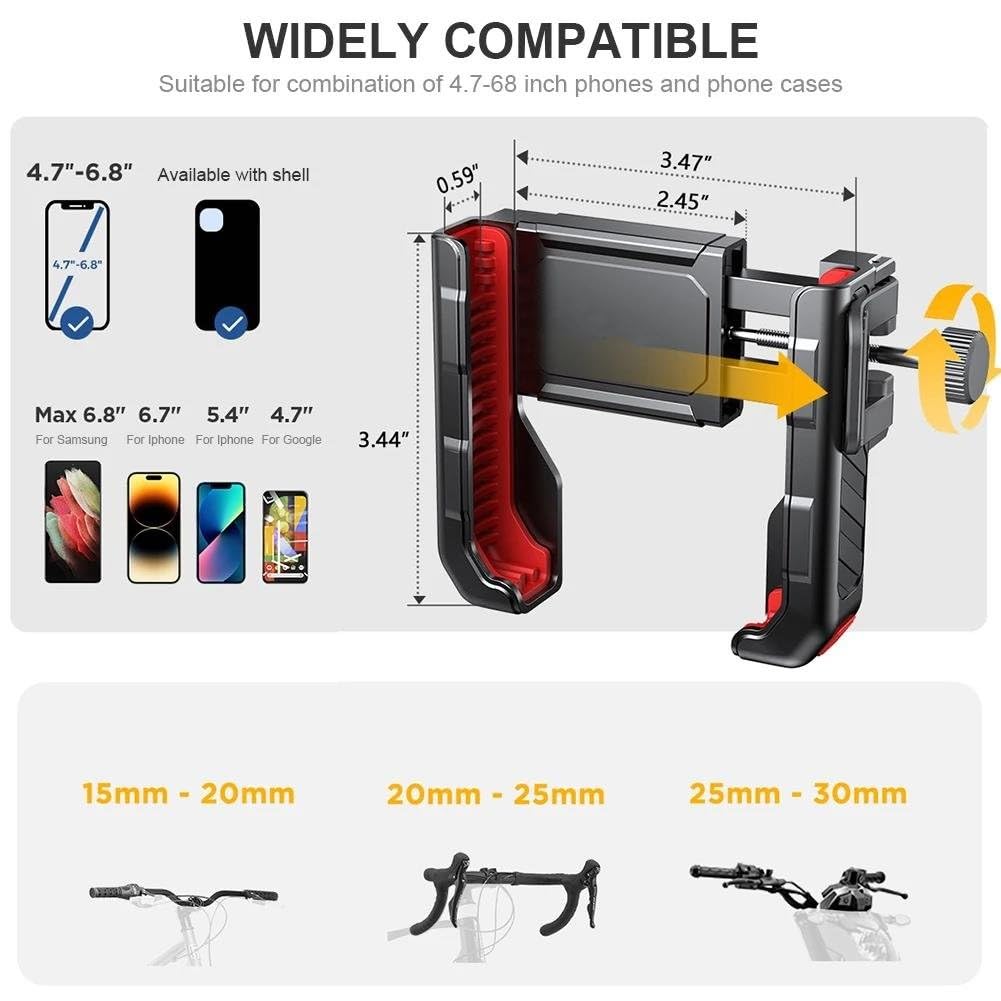 Supporto Telefono Moto Metallico Antishock Di Guida Utilizzo A Una Mano Ciclismo Per Mobile 4.7-7 Pollici