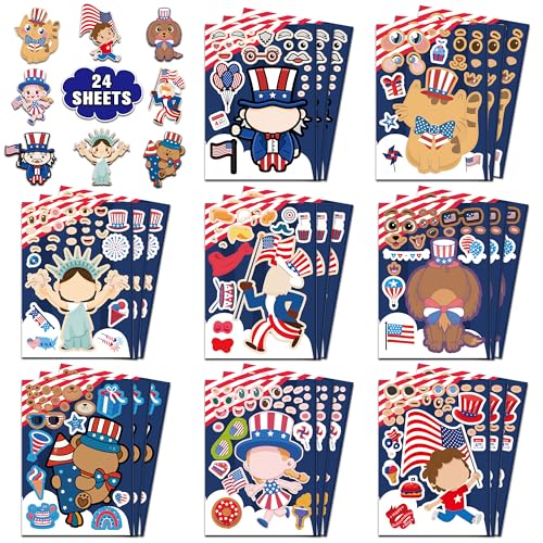 Save on 24Pcs Patriotic Stickers for 4th of July Decorations & Crafts