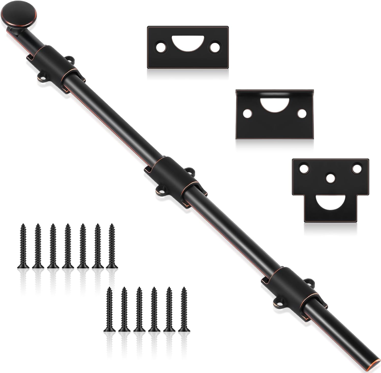 Tandefio 18" Cane Bolt for Gate Heavy Duty Solid Brass Slide Dutch Door Bolt Latch Oil Rubbed Bronze Hardware Locks Attic Latch for Dutch Sliding Barn Door Wooden Fence Metal Gate, Bronze