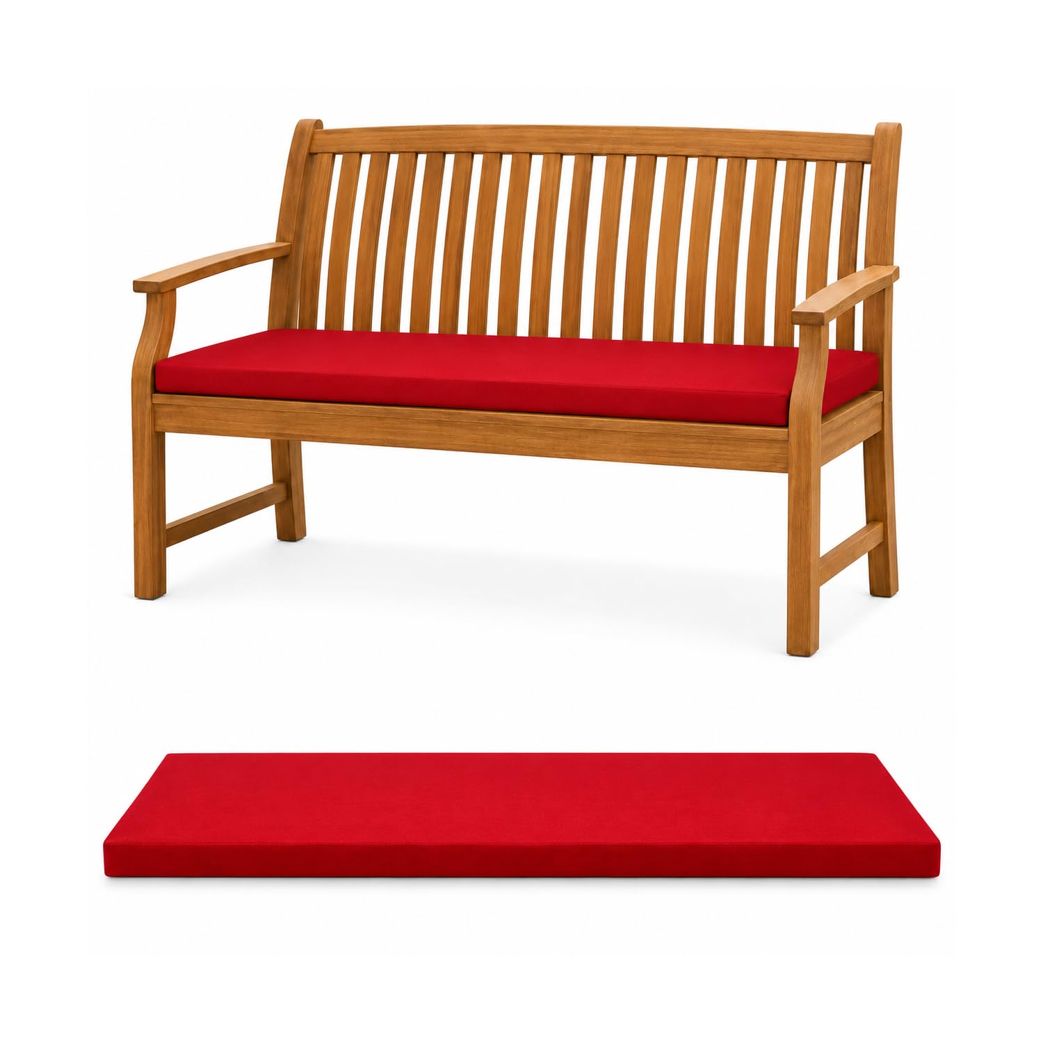 David & Amaya Comfy 2 Seater Garden Seat Pad Outdoor Patio Bench Cushion Waterproof Fabric Swing Zip Cover 108x45x5cm (Red)
