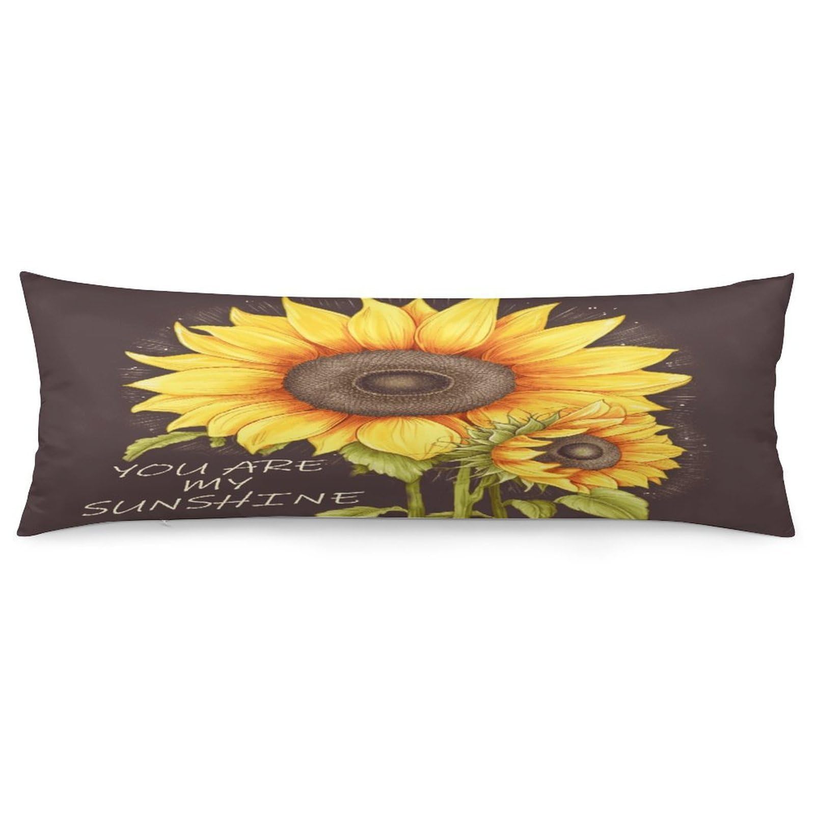 You are My Sunshine Sunflower Pillow Cover with Zipper Pillow Case Super Soft and Cozy Body Pillowcase 19 X 53 Inches Luxury Long Pillowcase for Couch Sofa Chair Bed Home Decor Pillows Cover