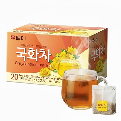 Damtuh Té de crisantemo  Té de hierbas coreano calmante, caliente o helado, natural y refrescante  20 bolsas de té (0.01 oz cada una)