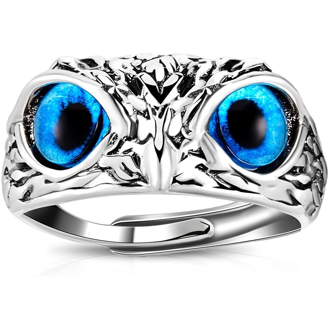 instaZONE Evil Blue Eye Owl Face Ring Silver Alloy Adjustable Ring For Men Boys Women Girls (B0C6NL41GW) Amazon Price History, Amazon Price Tracker
