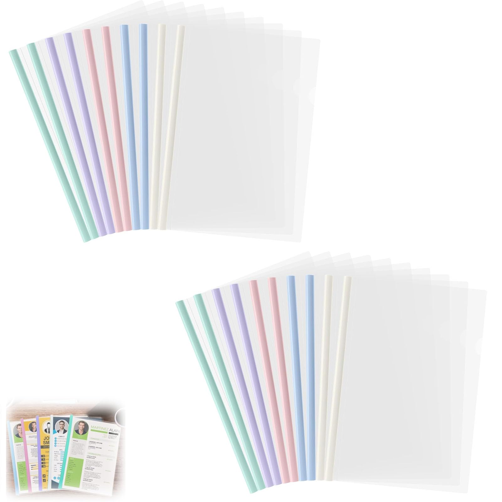 20PCS A4 Report Covers with Sliding Bar, 50 Sheet Capacity, Project Presentation Covers, Dissertation Binder for School Office Home Busines Documents Resume Presentation Documents