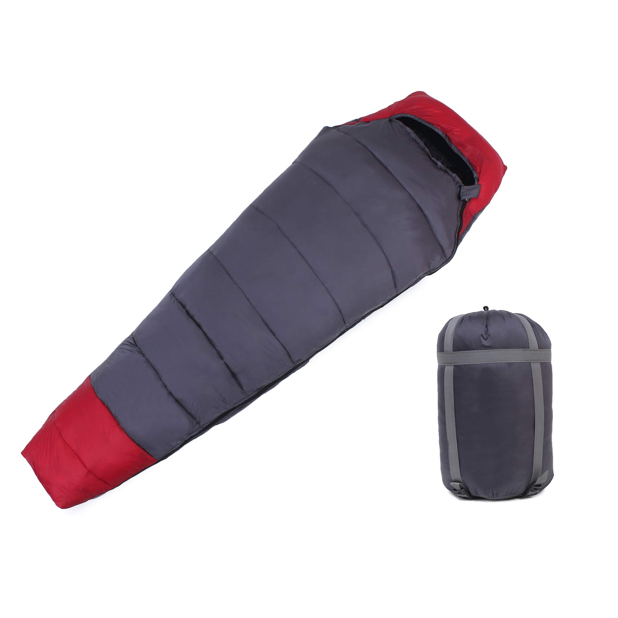 KLAIR Gray Cloth Mummy Shaped Ultra Light Waterproof Unisex Outdoor Sleeping Bag-Temp(2 °C to 12 °C) |Winter Sleeping Bag | Indoors Outdoors Tents | Best for Backpacking Camping Expeditions Mountain Hiking Traveling