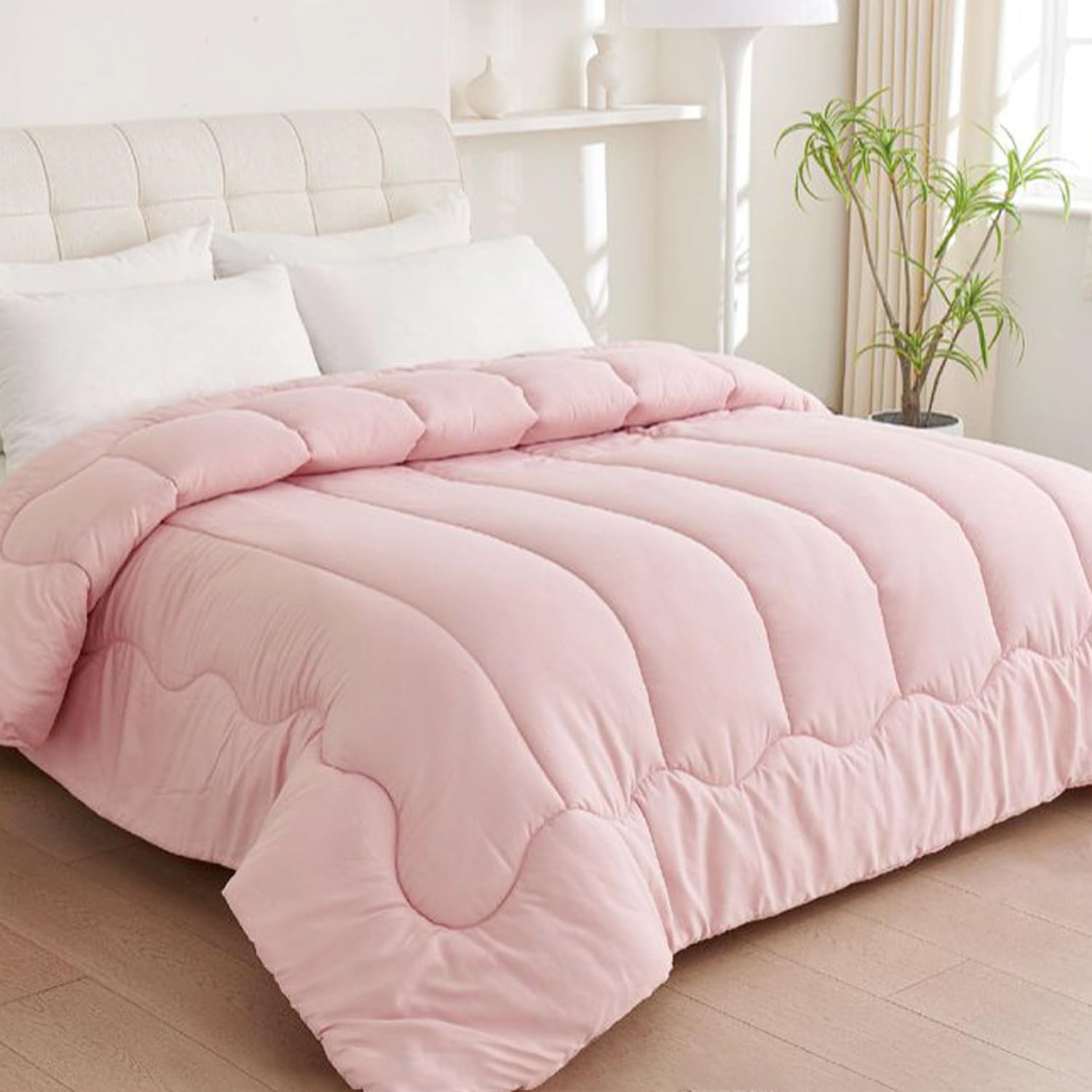 GREATOYAR Edredón Nórdico Doble Cara, Relleno Nórdico, Edredón de Microfibra, Microfibra Suave, Antiácaro, Hipoalergénico, Transpirable, Moderno, Ligero, 180x220cm, para Cama 105cm, Color Rosa