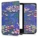 Produktbild kwmobile Hülle kompatibel mit Pocketbook Touch Lux 4/Basic Lux 2/Touch HD 3 - Kunstleder eReader Schutzhülle Cover Case - Ölmalerei Wasserlilien Design Rosa Grün Blau