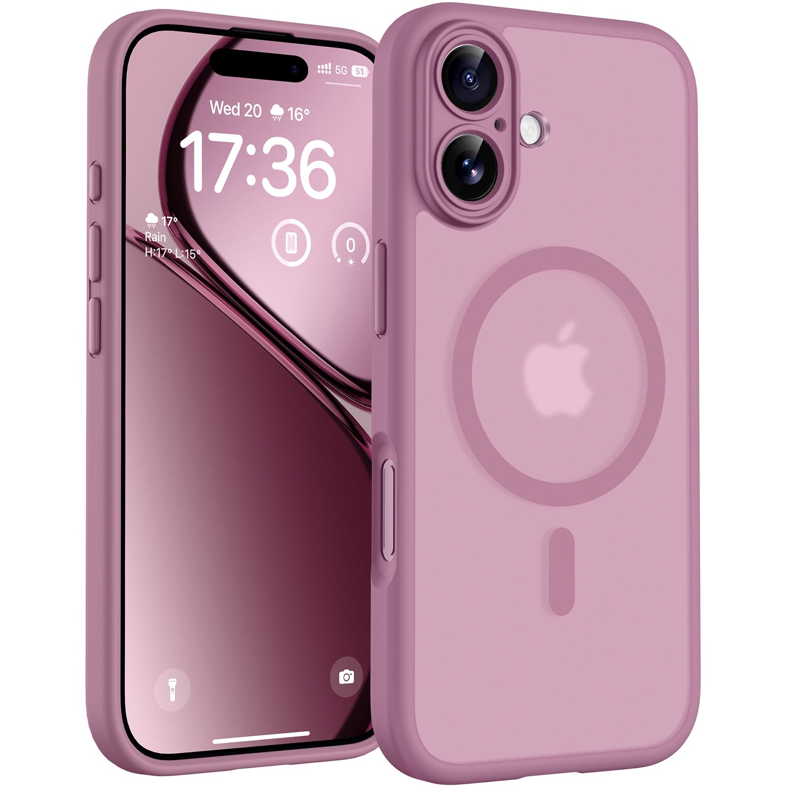 TOCOL Cover Magnetica per iPhone 17 6,3 Pollic, Compatibile con MagSafe, Anello Magnetico Incorporato, Protezione Fotocamera Integrata, Custodia Antiurto Traslucida Opaca, Lilla Viola