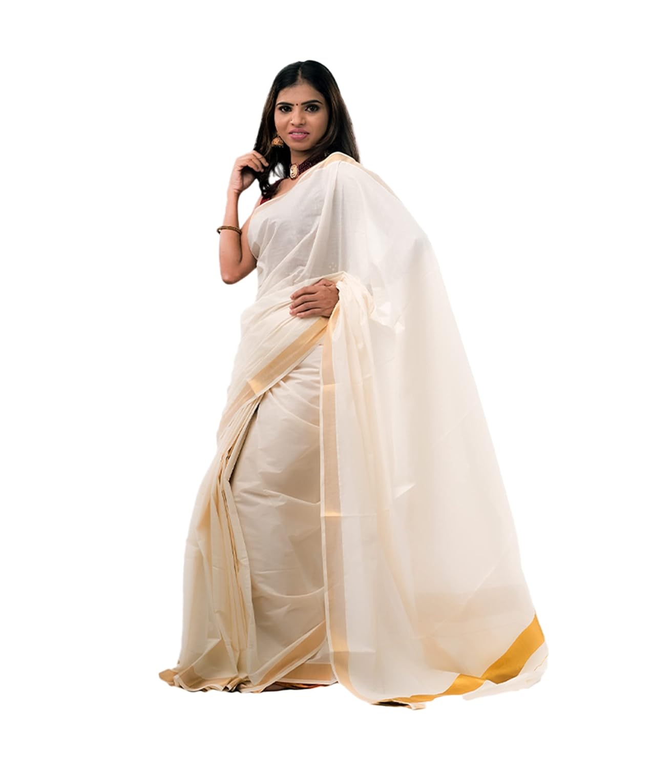 ALLUVY Women’s Kasavu Cotton Saree With Blouse Piece (KPSS-617_Multicolour) ALLUVY Women’s Kasavu Cotton Saree With Blouse Piece (KPSS-617_Multicolour)