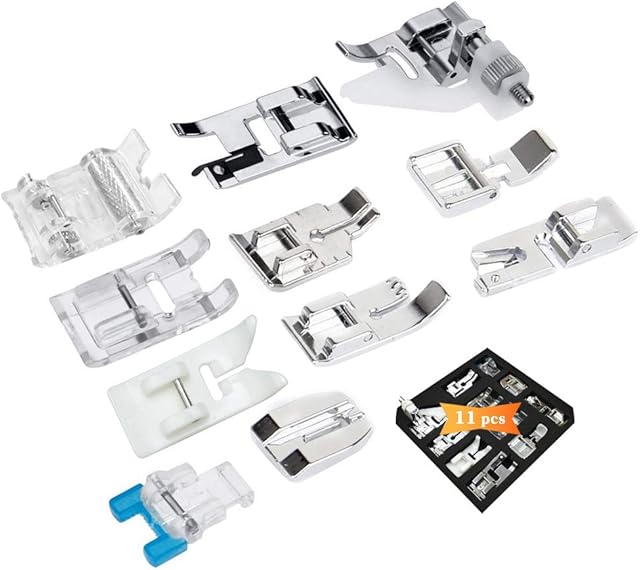 Sewing Machine Feet-XCOZU 11 PCS Sewing Machine Presser Set with Zipper Foot Roller Foot for Brother JANOME Singer Toyota Sewing Machines