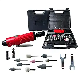 Kit Retífica Pneumática 22.000 RPM 1/4" e 1/8" Feron com Maleta 0,3HP 90 PSI para Polimento Desbaste Lixamento e Acabamento Profissional