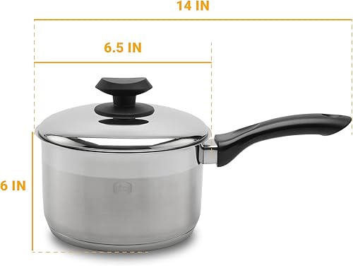 Miniatura 2 de YBM Home Professional Chef's - Olla de acero inoxidable 1810 cubierta con base de cápsula de tres capas con mango de baquelita, excelente espejo