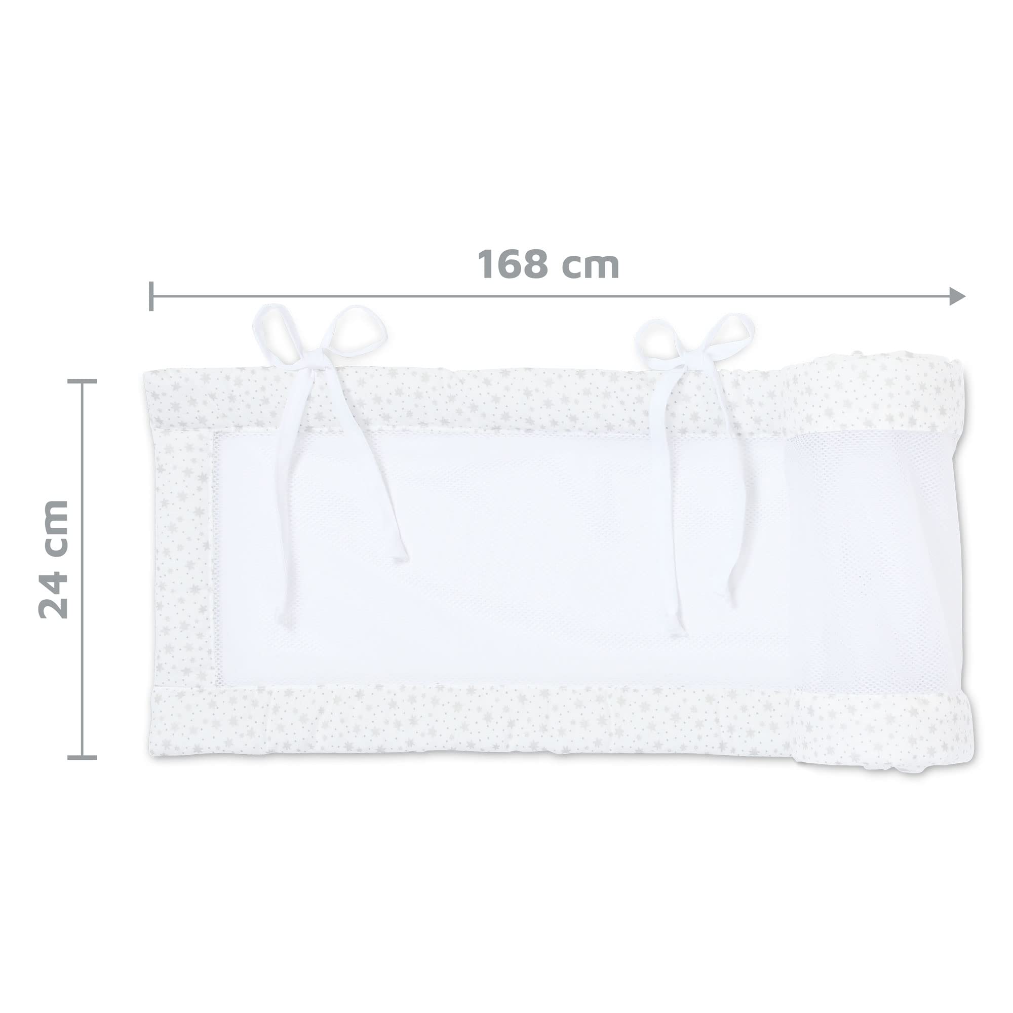 babybay Paracolpi in rete adatto per modello Maxi, Molle, Comfort e Comfort Plus, bianco con stelle glitterate argento