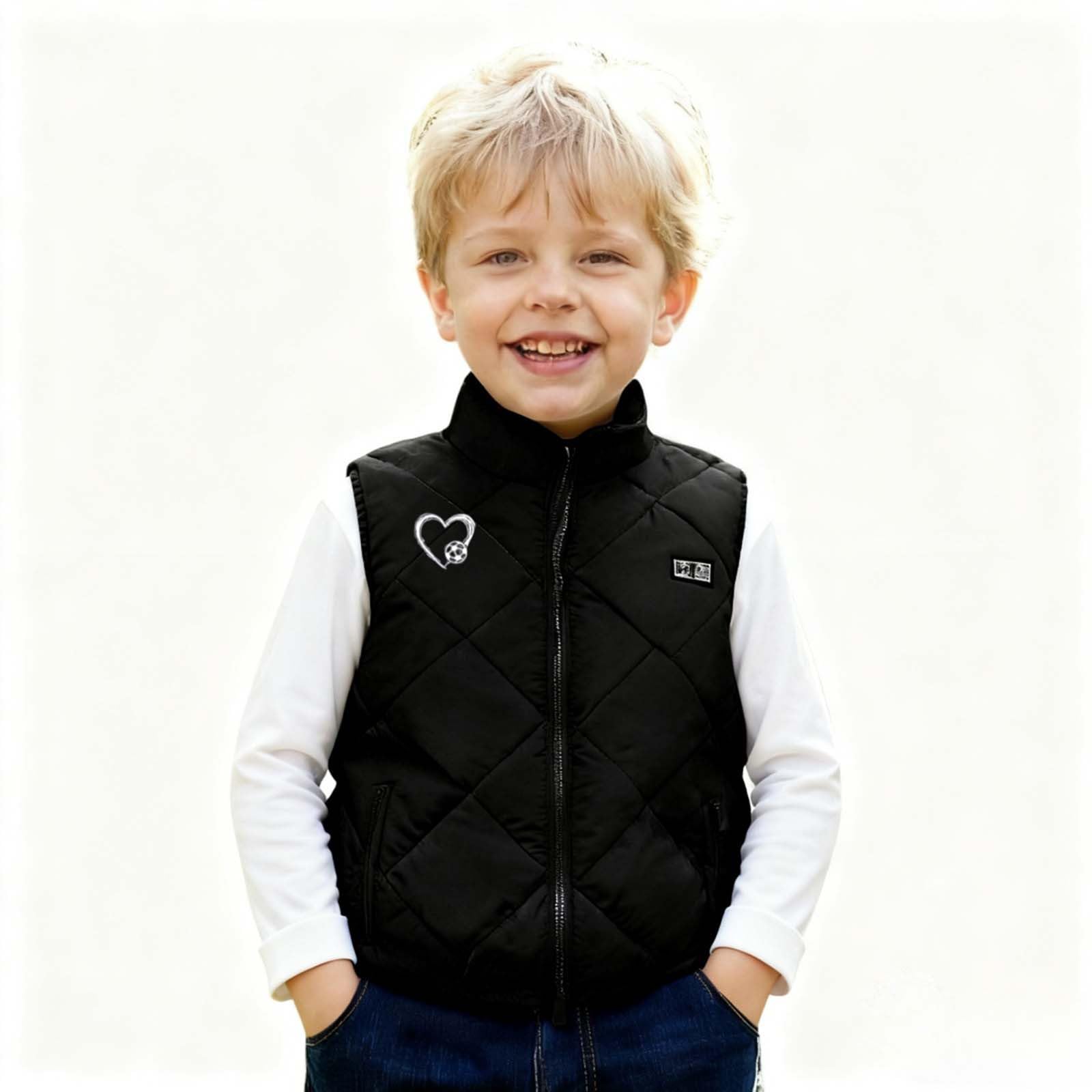 Generisch Gilet chauffant pour garçon avec coussin chauffant intelligent Chargement USB Veste chaude sans manches Vêtements pour enfants Motif matelassé Vêtements d'hiver