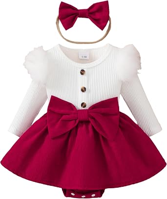 Baby Girl Fall Winter Romper Dress Long Sleeve Corduroy Outfit