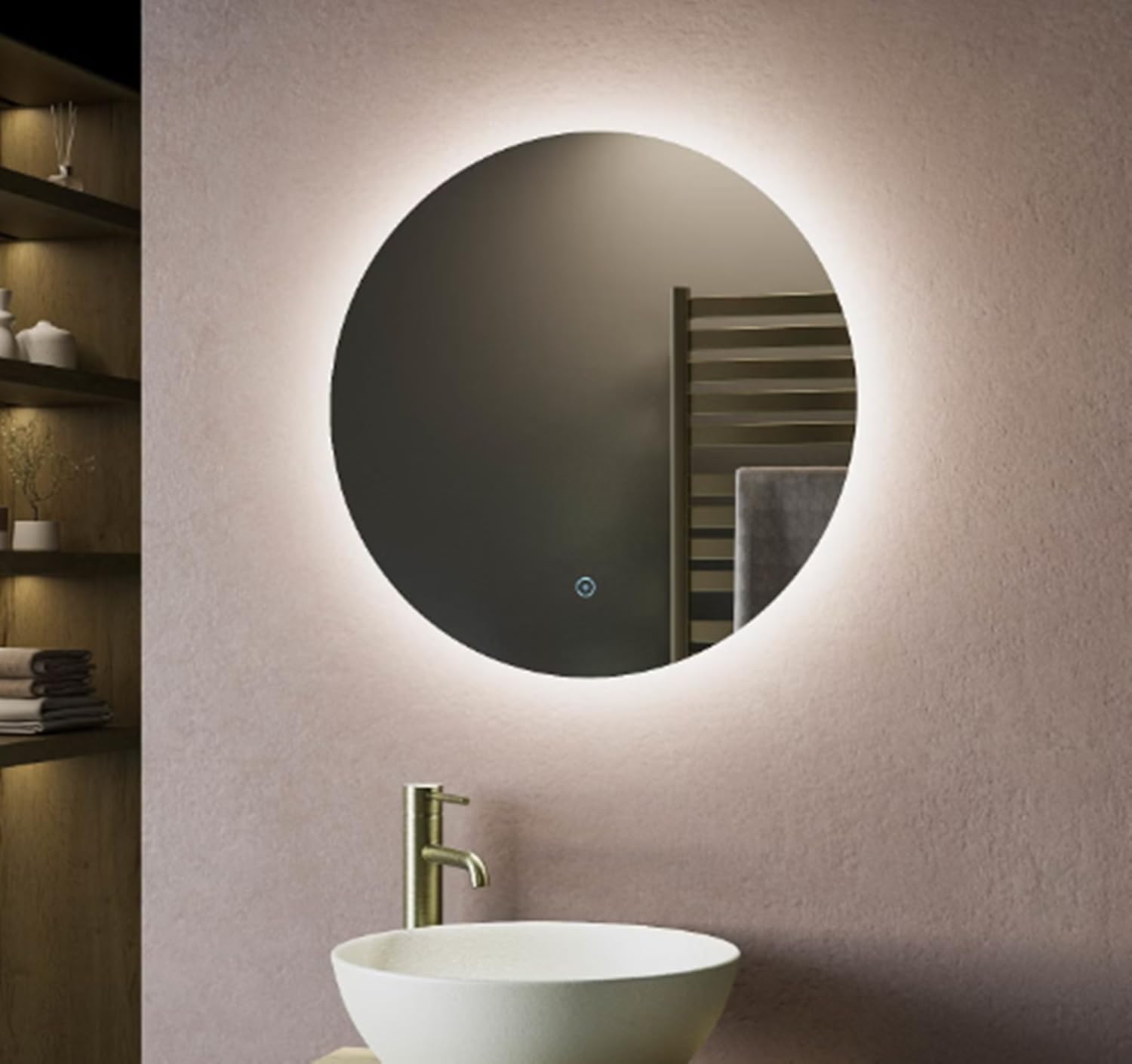 Deenz Led Mirror Illuminated Anti Fog One Touch Switch Round 60Cm - Silver