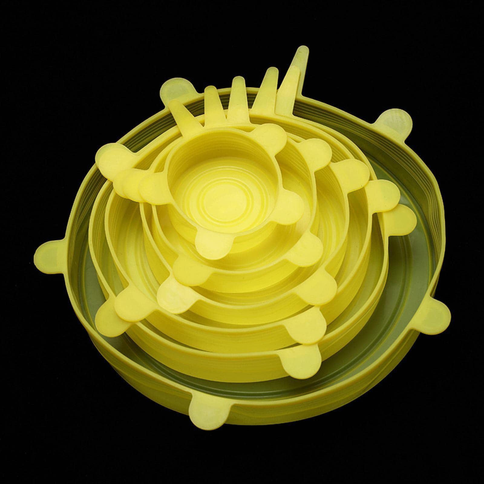 OLiWia 6 Pieces Set Silicone Cling Lids Square Round Stretch Bowl Cover Refrigerator Microwave Sealing Plastic Wrap