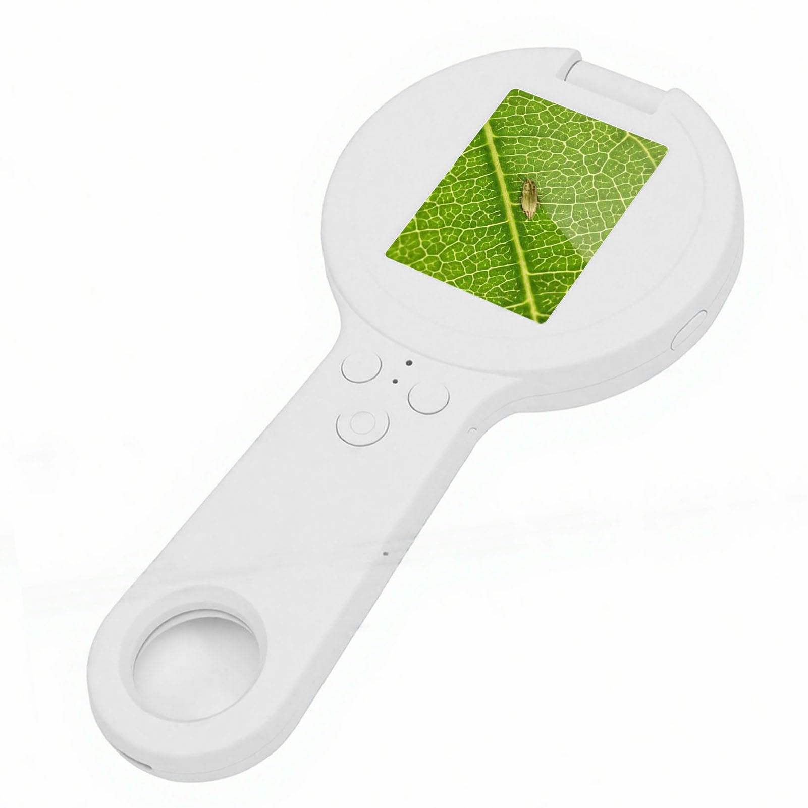 Jiawu Lupa de Microscopio Digital Portátil con Aumento de 500x y 16 LED para Inspección Detallada (White)