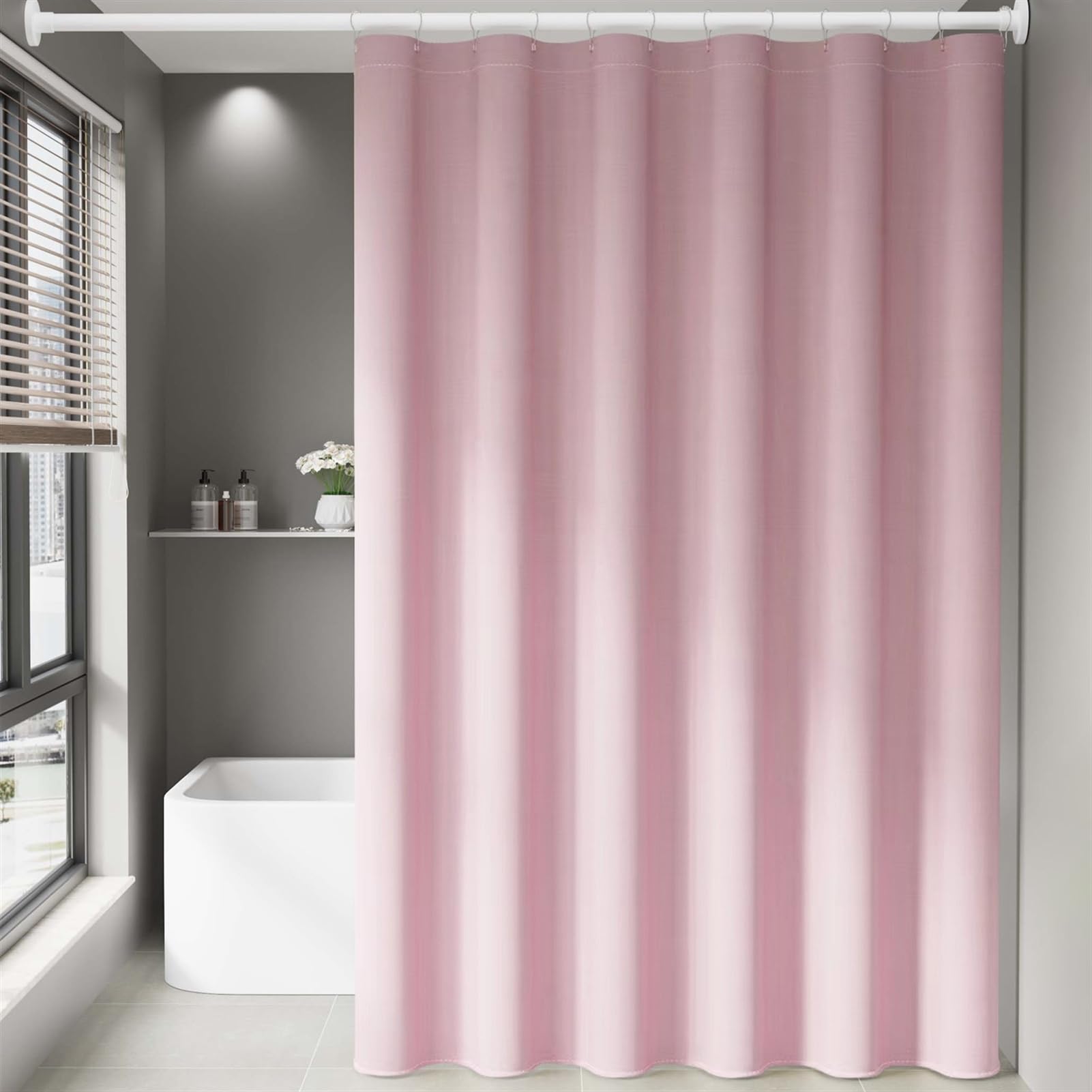 Rideau de douche en lin texturé imperméable anti-moisissure tissu lavable rideau de salle de bain pour salle de bain beige 80 x 180 cm