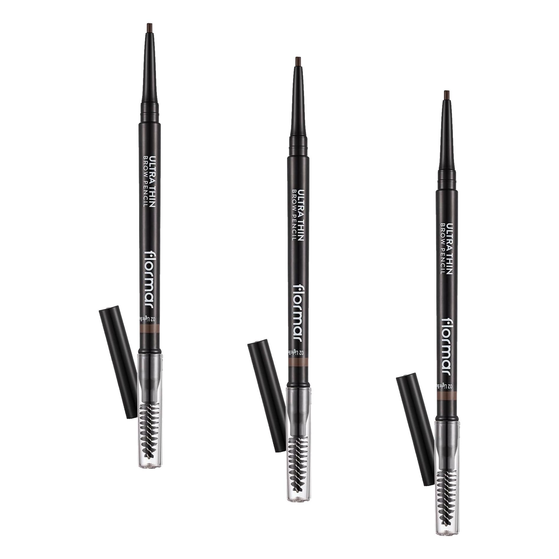 Flormar Ultra Thin İnce Uçlu Kıl Fırçalı Otomatik Kajal Kaş Kalemi No. 002 - Light Brown - 8690604572113 (3 paketi)