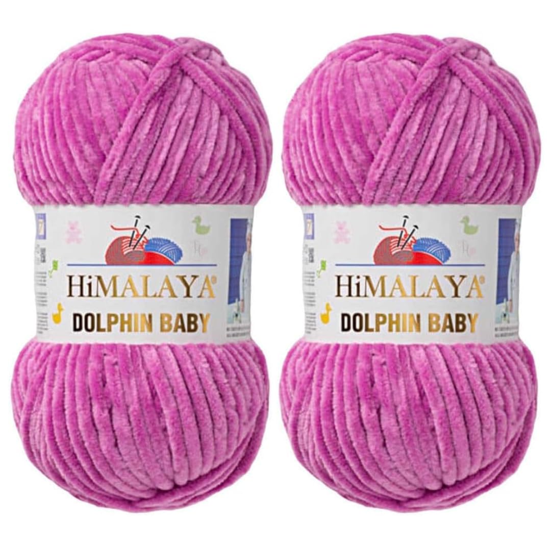 Himalaya Dolphin Baby Yarn 2 X 100g Skeins Super Bulky Yarn for Knitting/Crochet Ideal for Cardigans Shawls Blankets Hats and Home Textiles (2, 80356 Shine Lilac)