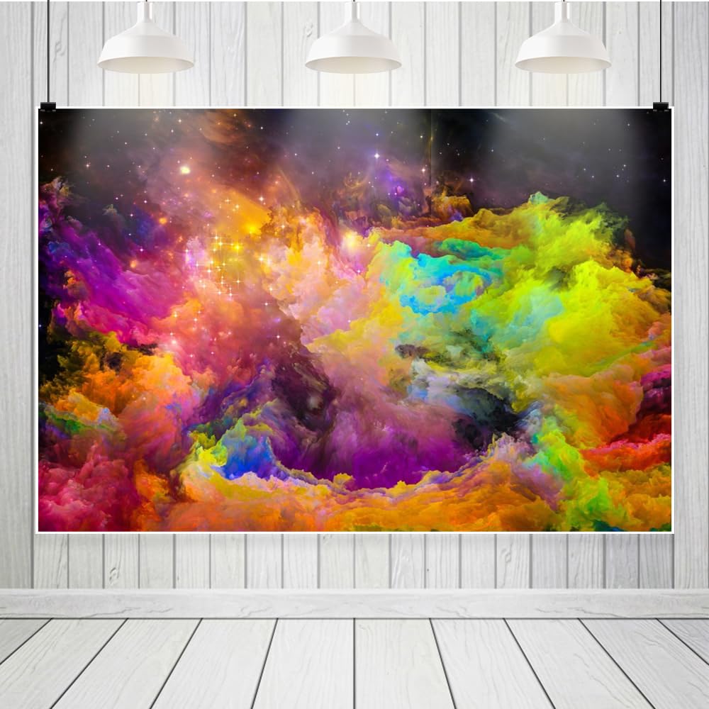 Leowefowa Astratto Nebulosa Fondale 3 x 2,1 m Vinile Colorato Spazio Esterno Pianeta Fotografia Sfondo Universo Tema Decorazioni Notte Cielo Galassia Sfondo Studio Puntelli